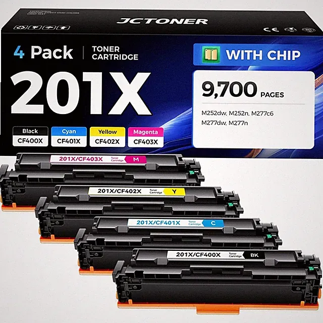 201X Toner Cartridge Set 4-Pack High Yield Replacement for HP 201X 201A CF400X