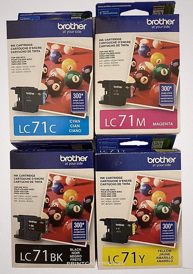 4pcs Genuine Brother LC71 Black Cyan Magenta Yellow Ink Cartridges Set LC71