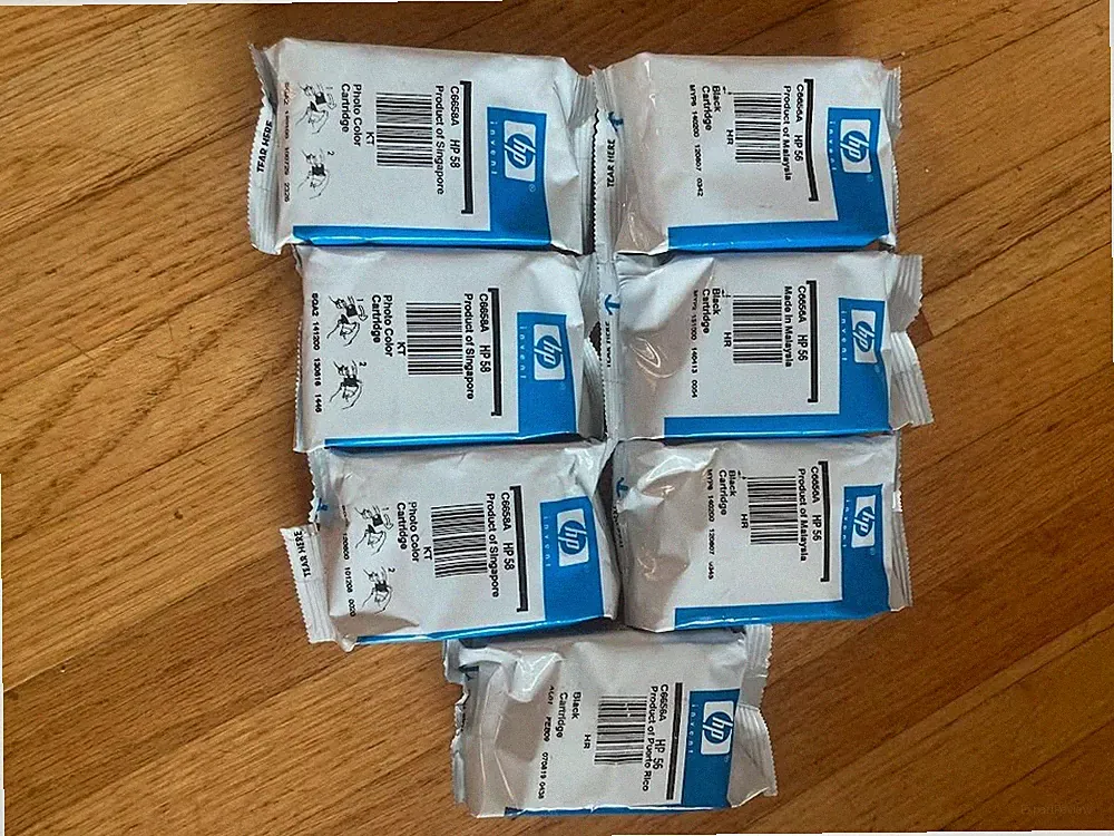 7 X Genuine HP 56/58 Black / Photo Tri-Color Standard Yield Ink Cartridge