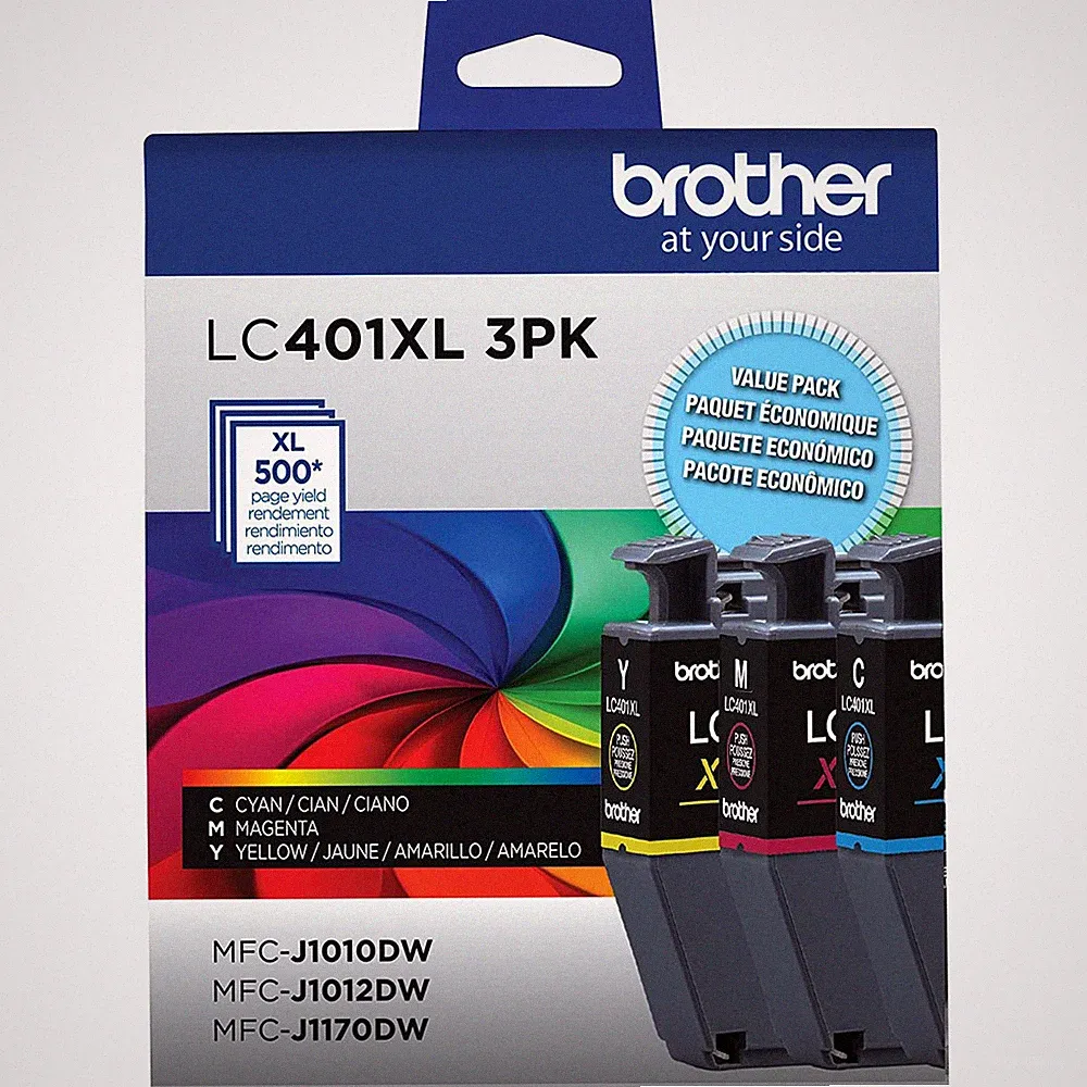 Brother LC401XL3PKS High Yield Ink Cartridge 3-Pack CMY