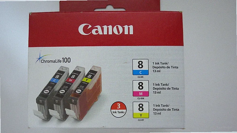 Canon 8 Cyan/Magenta/Yellow Standard Yield Ink Cartridge 3 Pack New Sealed