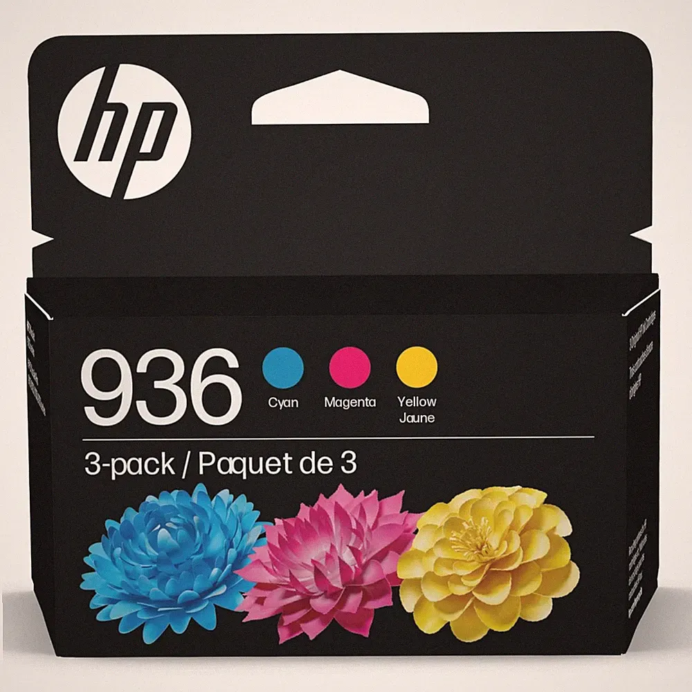 NEW Genuine HP 936 Cyan/Magenta/Yellow Standard Yield Ink Cartridges, 3-Pack